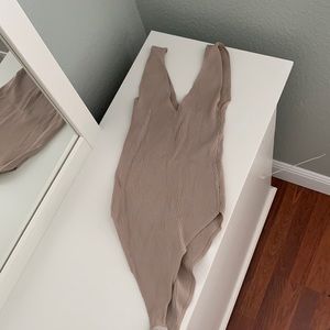 Tan ribbed bodysuit
